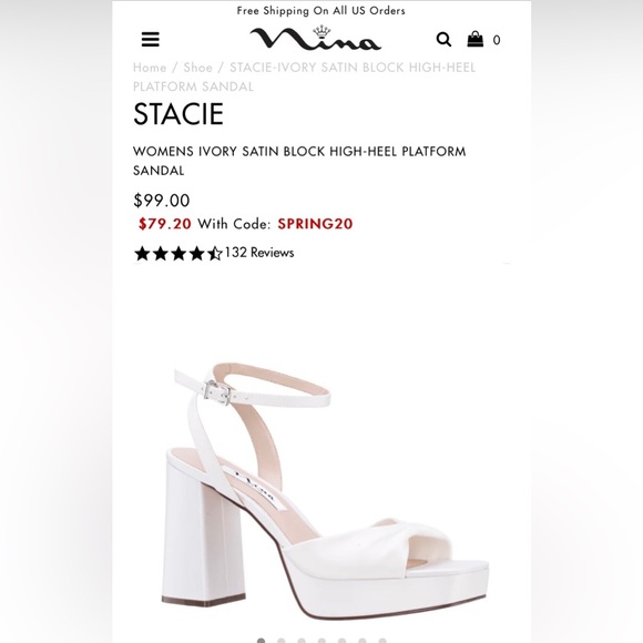 Nina Shoes - nina “stacie” block heel ivory satin platform